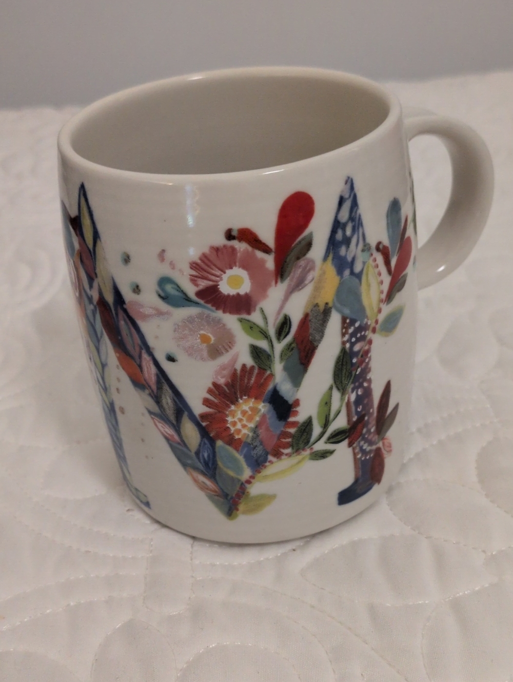 Anthropologie Stella M. Halfmann Floral "M" Mug